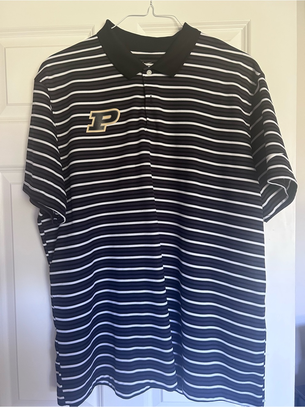 Nike Purdue Black & White Striped Polo